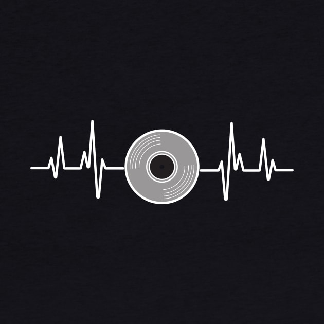 Vinyl and heartbeat design for vinyl record enthusiasts, dance music Lovers, EDM fans and ravers by BlueLightDesign